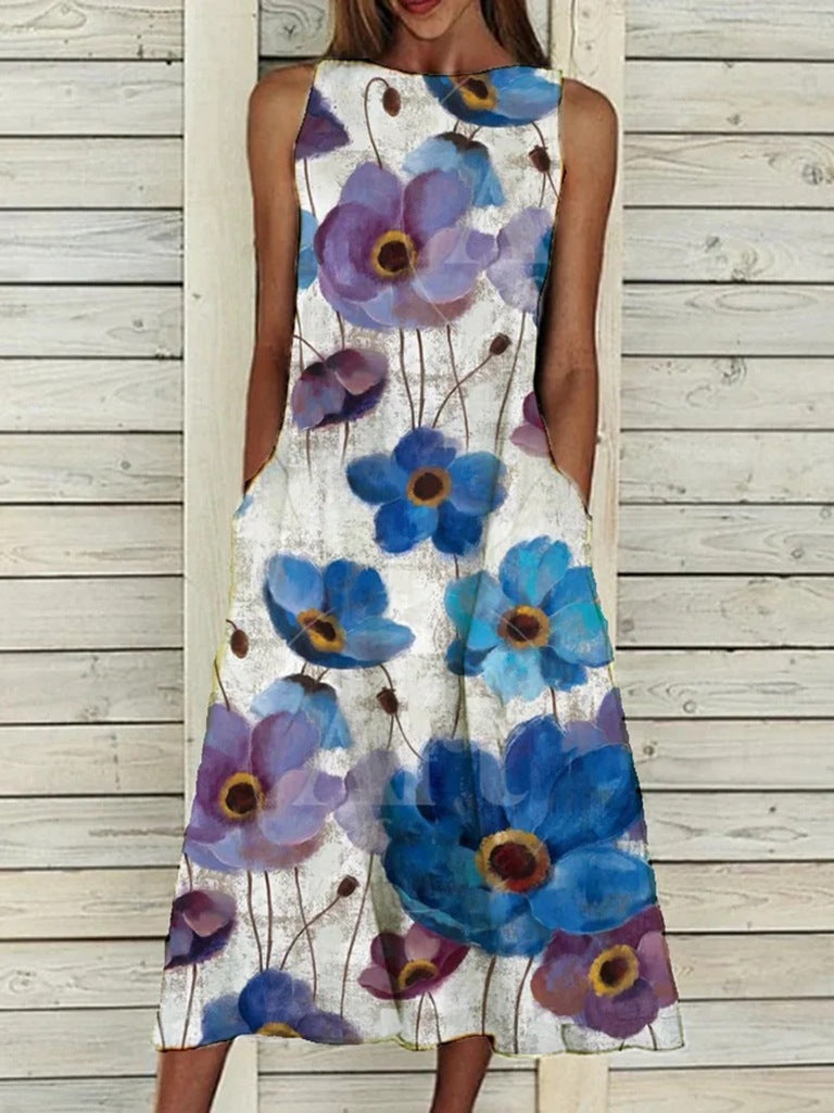 Summer Vintage Floral Print Loose A-Line Dresses