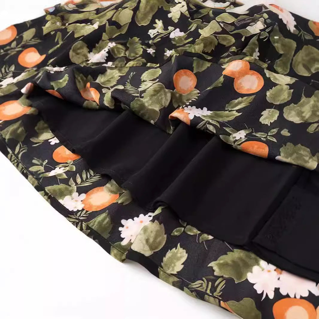 Women's Elastic Waist Printed Dress With Street Style