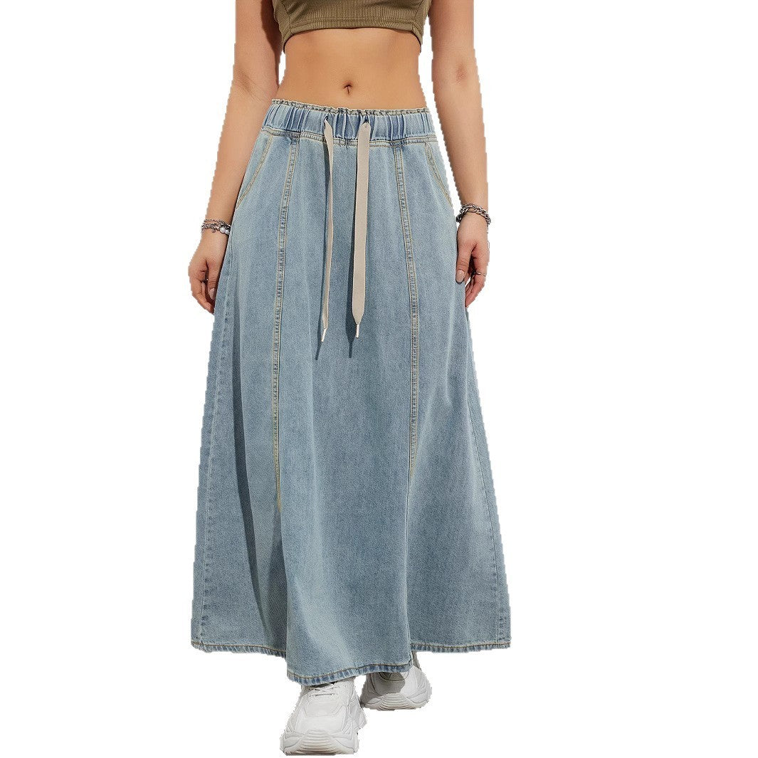 Retro High Waist Slimming Loose Denim Skirt
