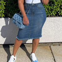 High Waist Slimming Office Lady Skirt Mid-length A- Line Sheath Skirt