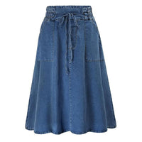 Waist Belt Slip-in Casual Denim Skirt
