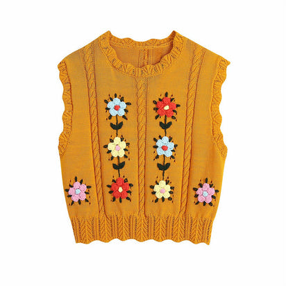 Women's Flower Embroidered Knit Tank Top