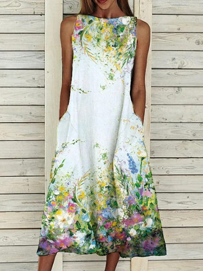 Summer Vintage Floral Print Loose A-Line Dresses