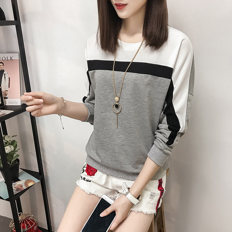 Women's color matching loose sweater