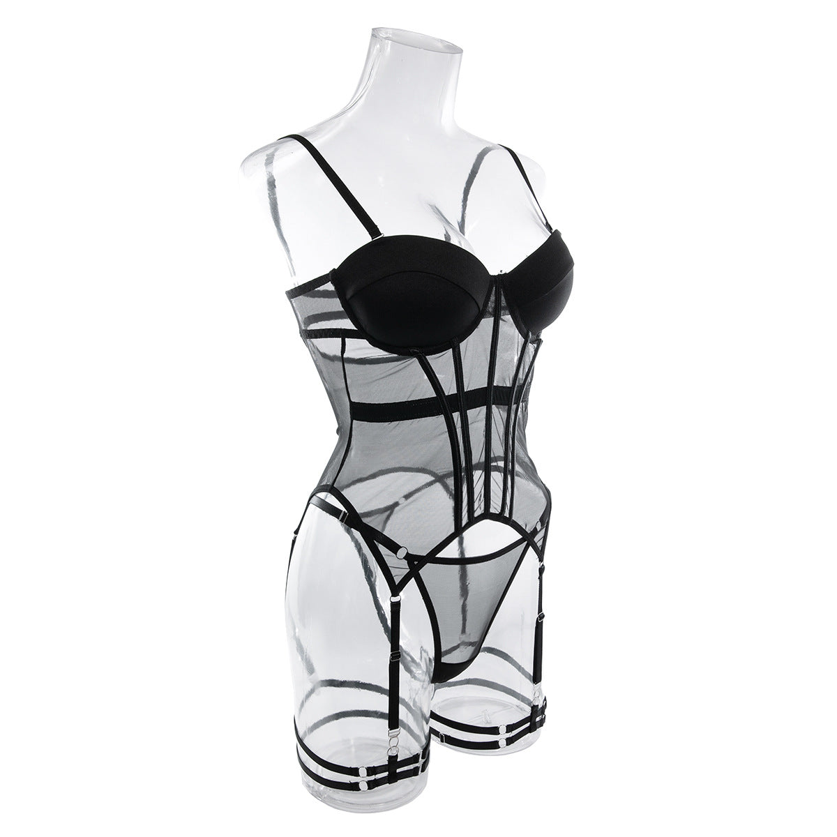 Polyester Comfortable Mesh Breathable Body Shaping Two-piece Suits Steel Ring Push Up With Leg Ring