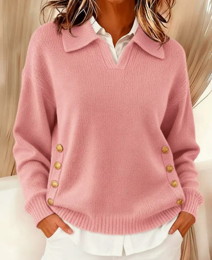 Turn-down Collar Button-down Collar Pullover Women's Long Sleeve
