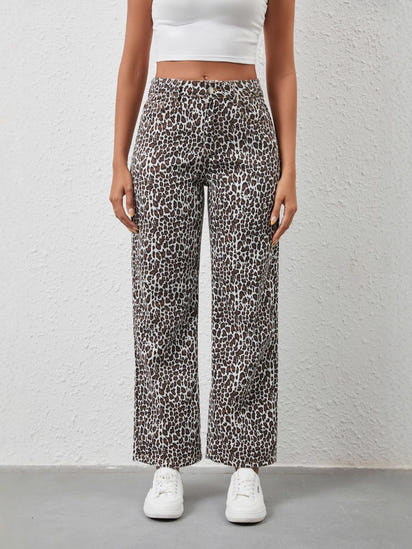 Women's Loose Leopard Print Jeans
