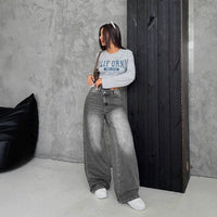 Women's Casual Straight Loose Washed Jeans