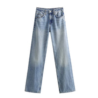 Straight-leg denim wide-leg pants for women, spring and autumn style, slimming floor-length pants