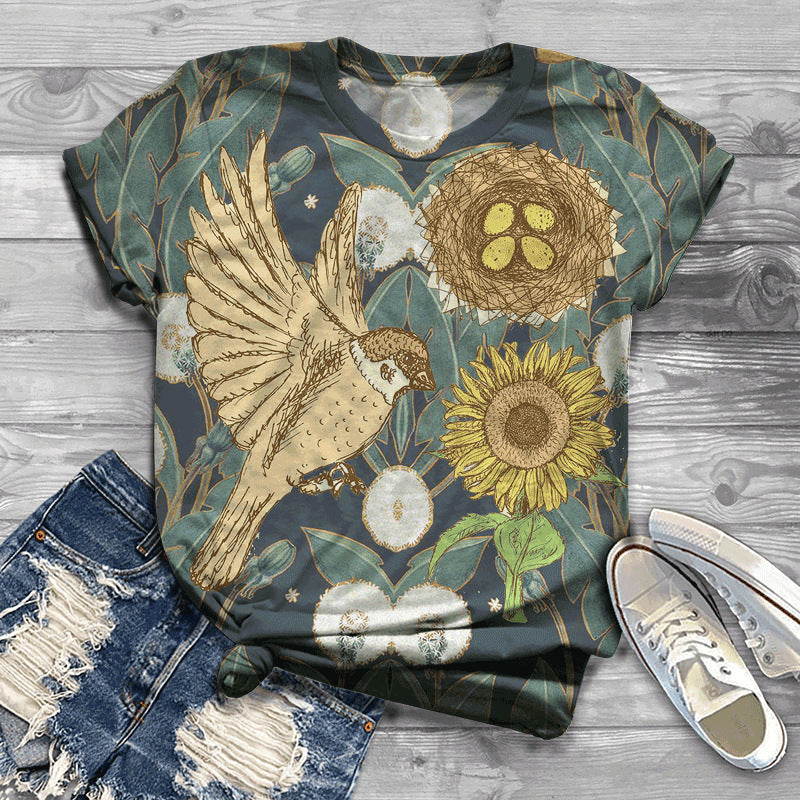 3D Digital Printing Loose Sports And Leisure Short Sleeve T-shirt