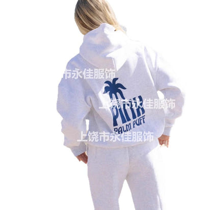 European-sized off-the-shoulder sleeve PINKPALMPUFF hoodie