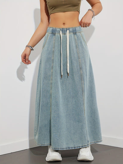 Retro High Waist Slimming Loose Denim Skirt