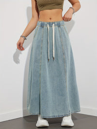 Retro High Waist Slimming Loose Denim Skirt