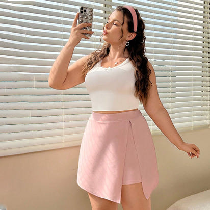 High Waist Slimming Irregular Black Slit Sheath Skirt