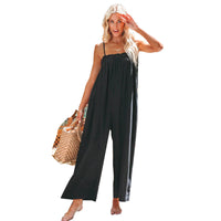 Loose high-waisted cotton and linen pants, wide-leg fashionable jumpsuits, casual halter pants and skirts