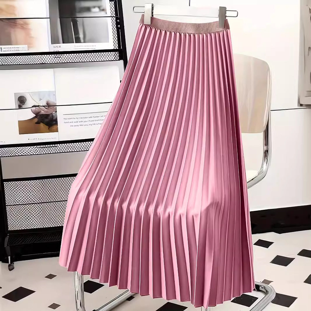 Women's high-end pleated skirt with a sense of drape, solid color large pleated skirt for women