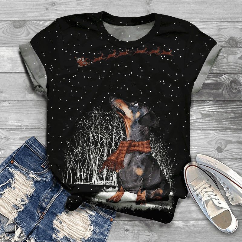 3D Digital Printing Loose Sports And Leisure Short Sleeve T-shirt