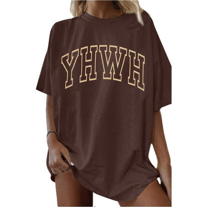 White Retro Alphabet Short-sleeved T-shirt For Women