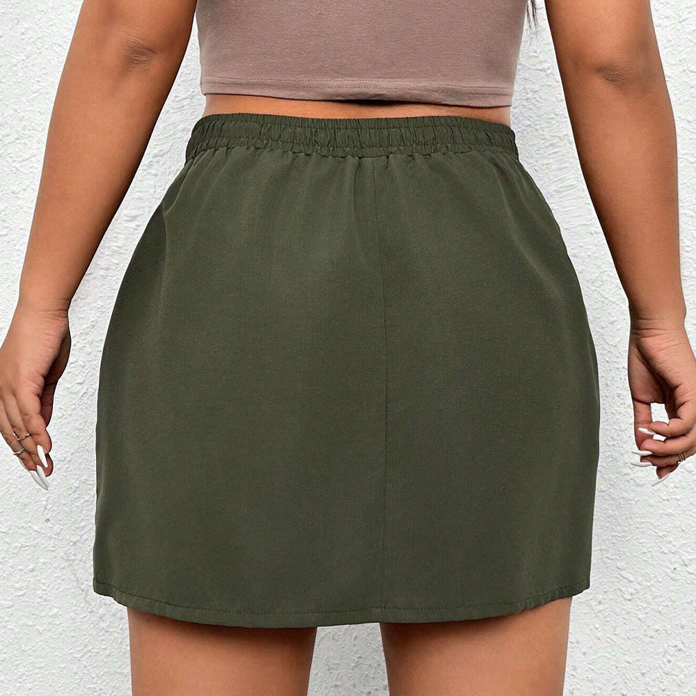 Women's Street Fashion Elastic Waist Workwear Skirt