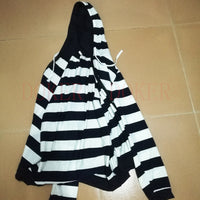 Striped hooded zipper cardigan sweatshirt