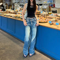 Irregular Waist Straight Design Sense Niche Retro Distressed Lengthened Mop Pants