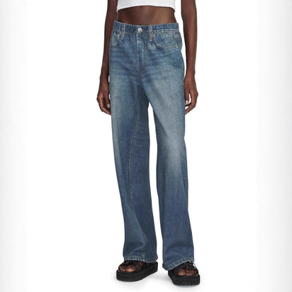 American high-waisted jeans for women, loose and versatile, narrow floor-length long pants, wide-leg pants