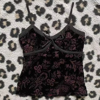 Bow Lace Trim Printed Sleeveless Tank Top