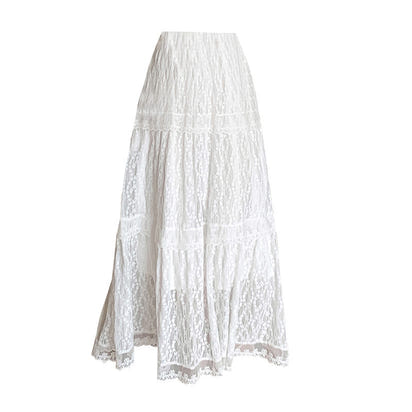 Design Embroidered White Lace Skirt