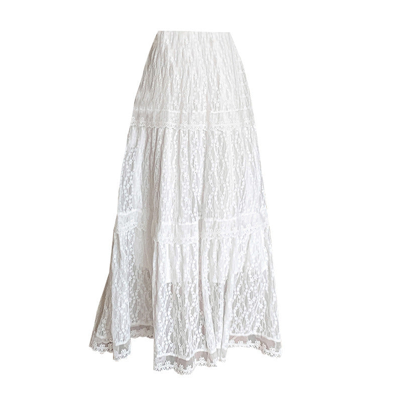 Design Embroidered White Lace Skirt