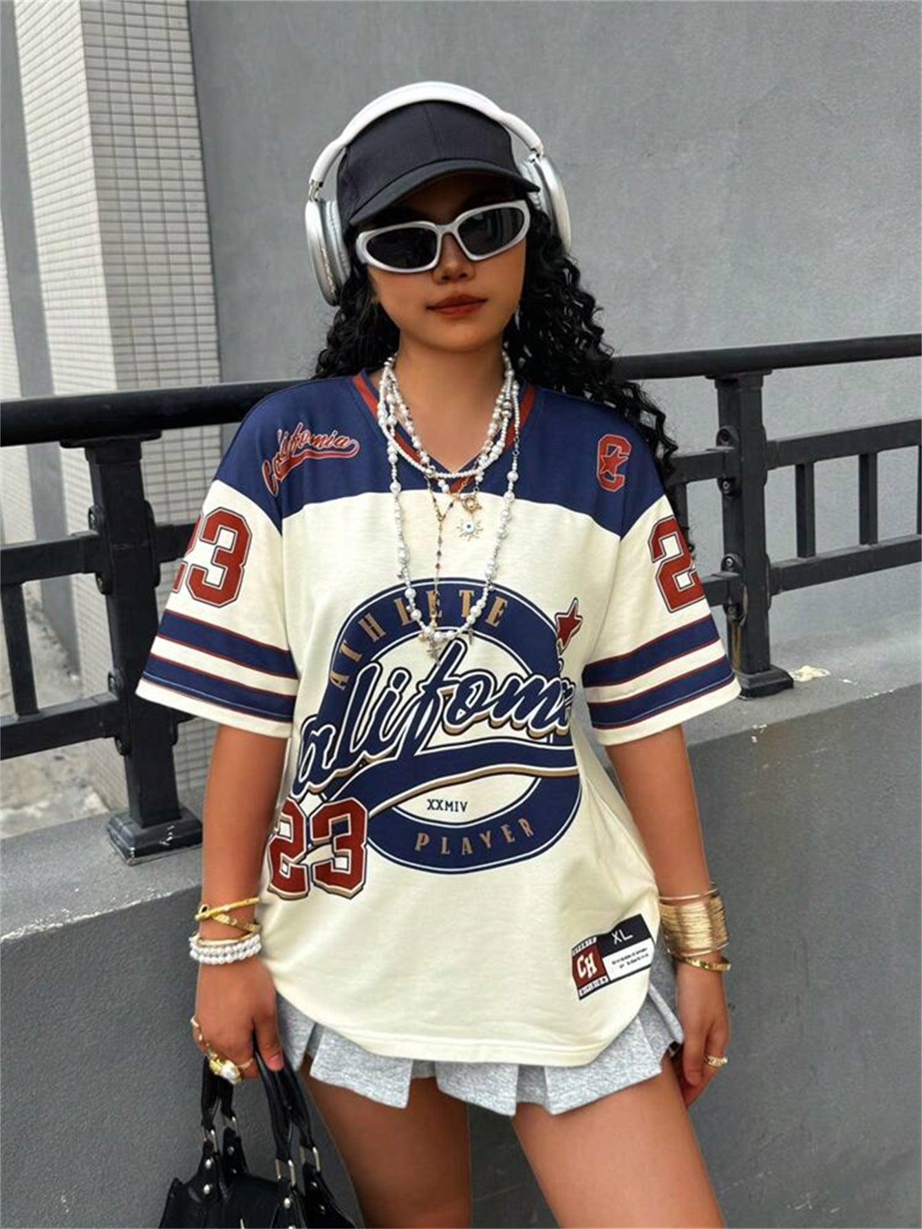 Women's fashion streetwear loose printed T-shirt short-sleeved