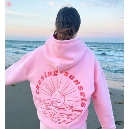 Embroidered off-the-shoulder sleeve hoodie