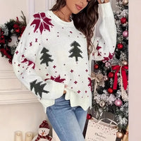 Printed Holiday Loose Casual Knit Sweater For Women