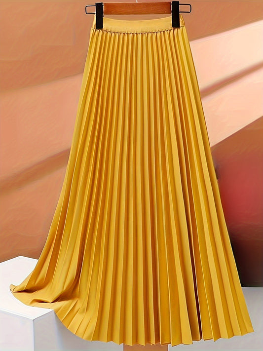 Women's high-end pleated skirt with a sense of drape, solid color large pleated skirt for women