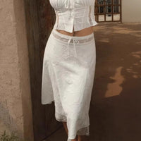 Summer new design sense mesh splicing hollow lace lace holiday style skirt skirt