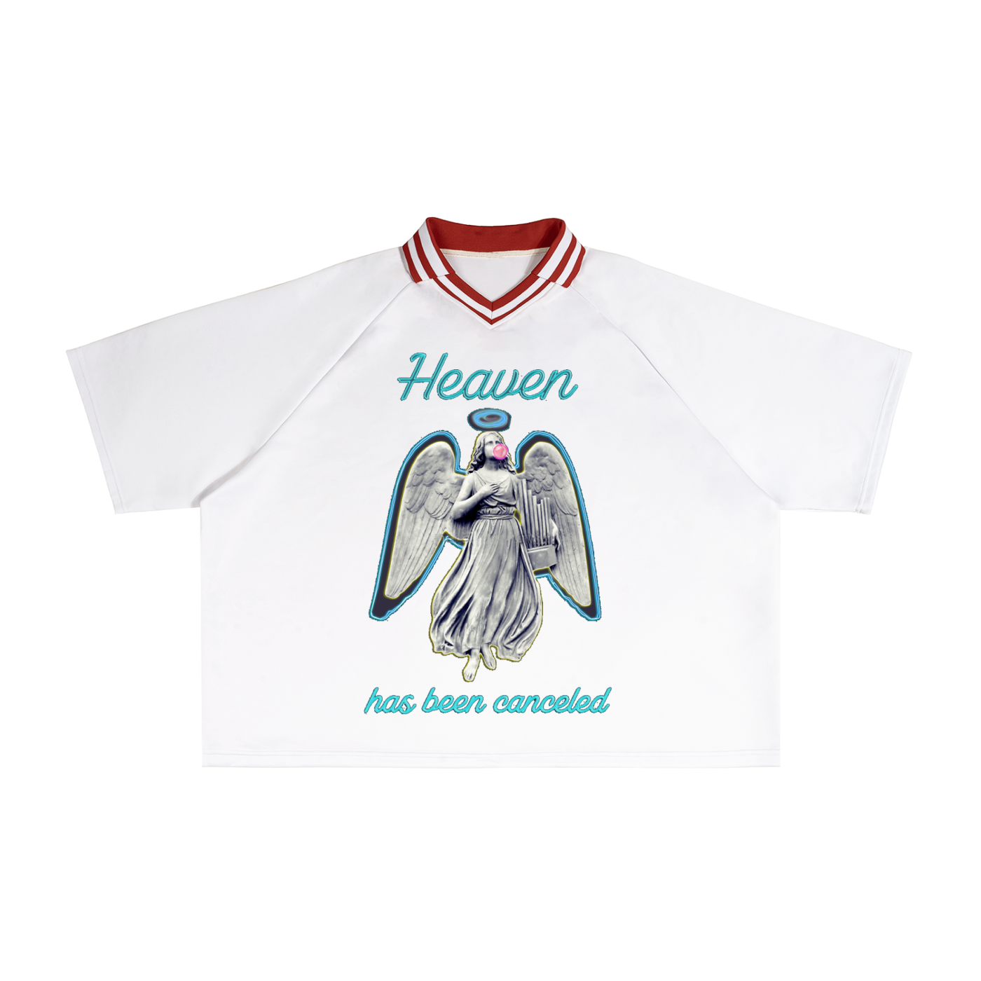 Contrast Lapel Collar Boxy T-Shirt