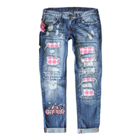 Women's Jeans Ripped Print Patch