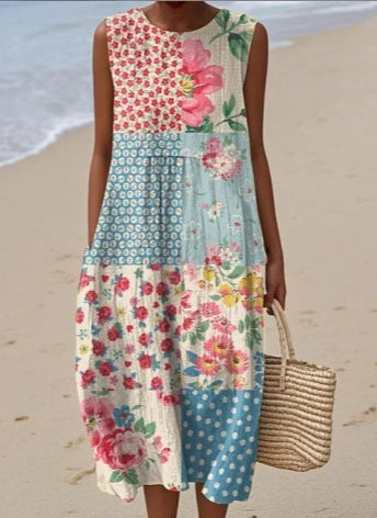 Sleeveless Casual Printed Maxi Dress