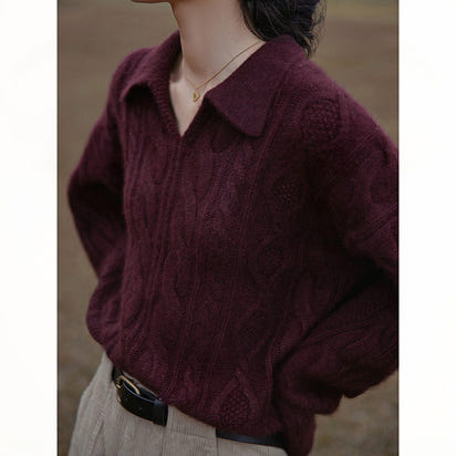 Collar French Retro Twist Sweater Women