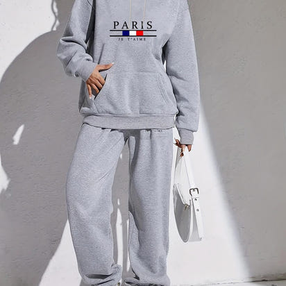 Printed hoodie set, casual and comfortable women's hoodie, autumn long-sleeved hoodie