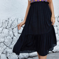 Hand Hook Flower Stitching Cotton Yarn Fabric Purple Sleeveless Dress