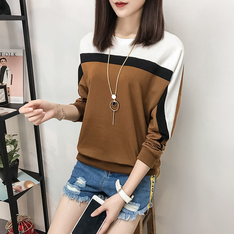 Women's color matching loose sweater