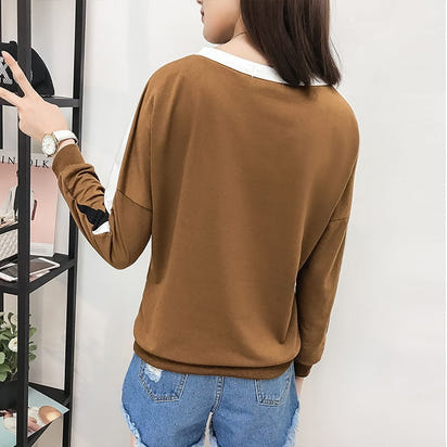 Women's color matching loose sweater