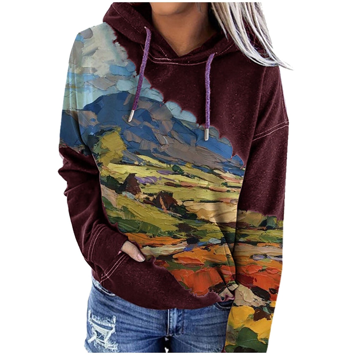 Printed hooded long sleeves
