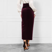 New Solid Color Twisted Skirt Temperament Commute Autumn And Winter Split Velvet Dress