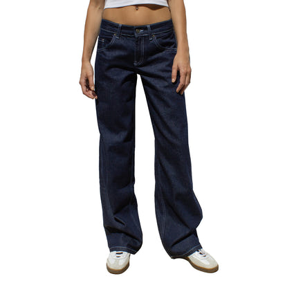 Wash straight-leg, high-waisted, wide-leg, loose and drape versatile jeans