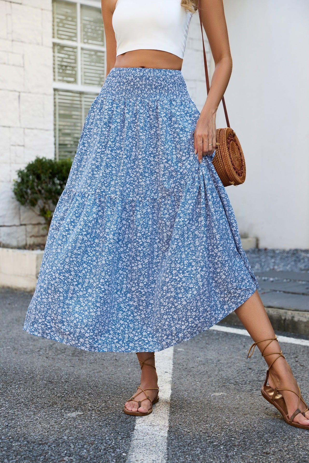 Floral Slim-fitting High Waist Skirt For Women