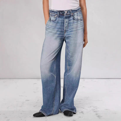 American high-waisted jeans for women, loose and versatile, narrow floor-length long pants, wide-leg pants