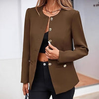 Round Neck Long Sleeve Button Cardigan