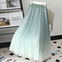 Gradient Color Gauze Skirt Mid-length Mesh High Waist