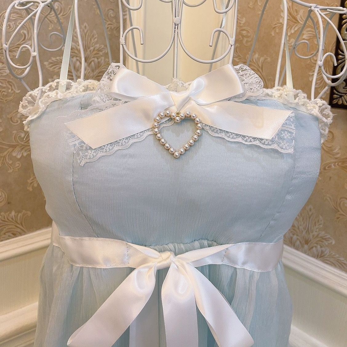 Women's Fashion Bow Heart Diamond Tie Lace Ruffle Tank Top